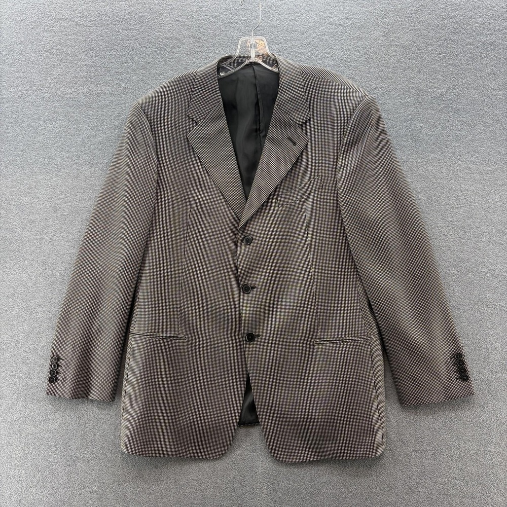 Armani Collezioni Blazer Mens 44 Gray Silk Wool Houndstooth Check Sport Coat